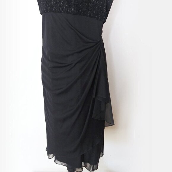 ALEX EVENINGS Sleeveless Chiffon Dress Empire Waist Layered Ruching Sparkle 16 - Picture 4 of 12
